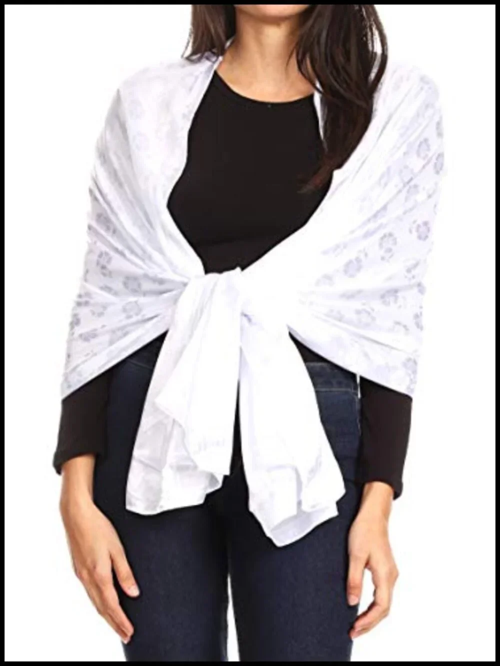 Large Brocade Evening Shawl Wrap Head Scarf - Soft Viscose Silk Feel